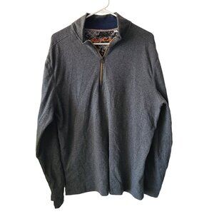 Robert Graham US Men's Size L Cotton Blend Quarter Zip Pullover Sweater Gray